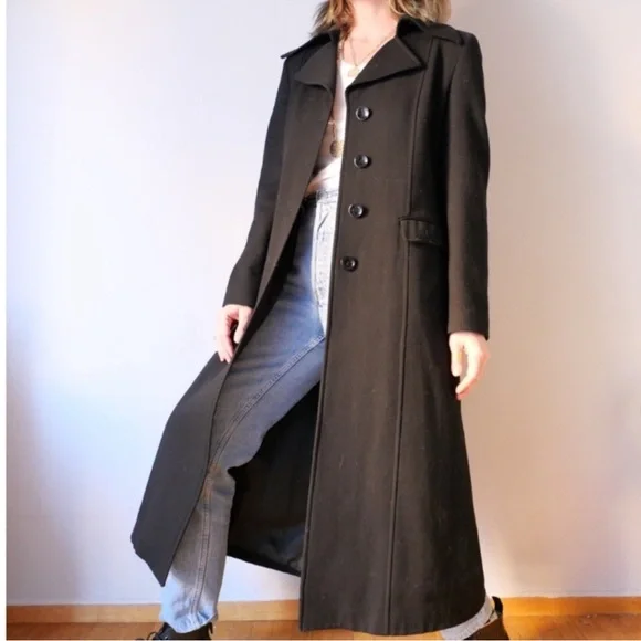 Vintage Liz Claiborne Elegant Brown Long Coat wool angora blend coat size 10 - Picture 3 of 7